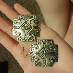 Square silver earrings